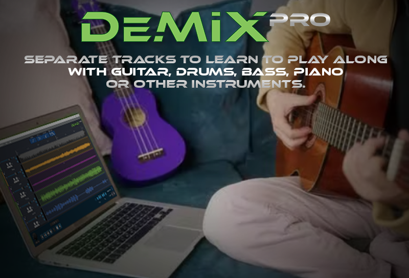 Separate tracks to learn to play along with guitar, drums, bass, piano or other instruments